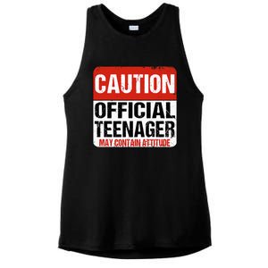 13 Birthday Caution Nager Boy 13yr 13th Birthday Ladies PosiCharge Tri-Blend Wicking Tank