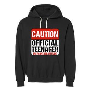 13 Birthday Caution Nager Boy 13yr 13th Birthday Garment-Dyed Fleece Hoodie