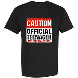 13 Birthday Caution Nager Boy 13yr 13th Birthday Garment-Dyed Heavyweight T-Shirt