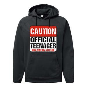 13 Birthday Caution Nager Boy 13yr 13th Birthday Performance Fleece Hoodie