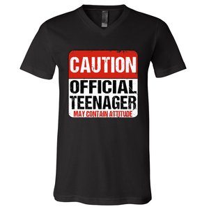 13 Birthday Caution Nager Boy 13yr 13th Birthday V-Neck T-Shirt