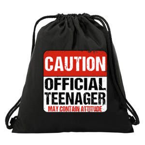 13 Birthday Caution Nager Boy 13yr 13th Birthday Drawstring Bag