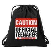 13 Birthday Caution Nager Boy 13yr 13th Birthday Drawstring Bag