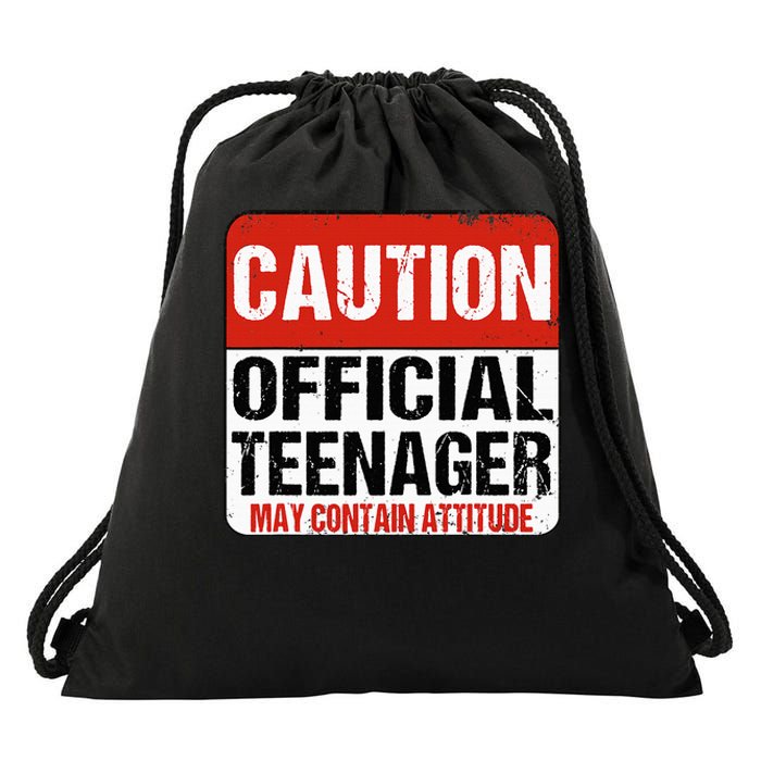 13 Birthday Caution Nager Boy 13yr 13th Birthday Drawstring Bag