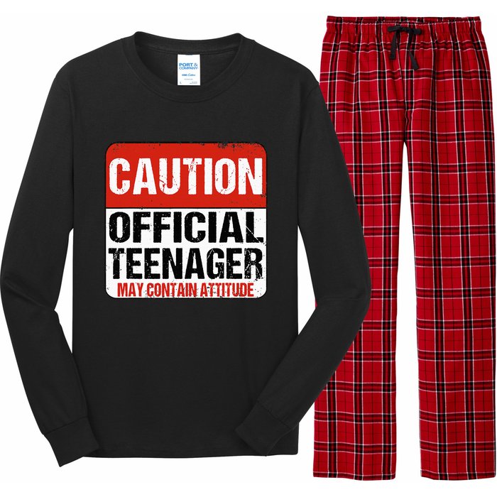 13 Birthday Caution Nager Boy 13yr 13th Birthday Long Sleeve Pajama Set