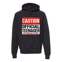 13 Birthday Caution Nager Boy 13yr 13th Birthday Premium Hoodie