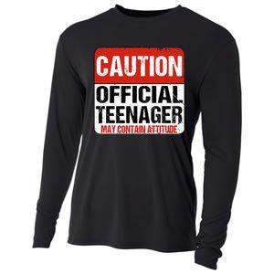 13 Birthday Caution Nager Boy 13yr 13th Birthday Cooling Performance Long Sleeve Crew