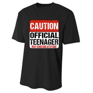 13 Birthday Caution Nager Boy 13yr 13th Birthday Performance Sprint T-Shirt