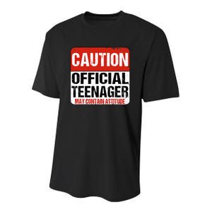 13 Birthday Caution Nager Boy 13yr 13th Birthday Youth Performance Sprint T-Shirt