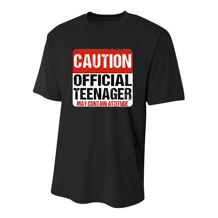 13 Birthday Caution Nager Boy 13yr 13th Birthday Youth Performance Sprint T-Shirt