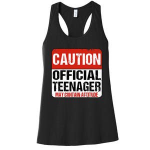 13 Birthday Caution Nager Boy 13yr 13th Birthday Women's Racerback Tank