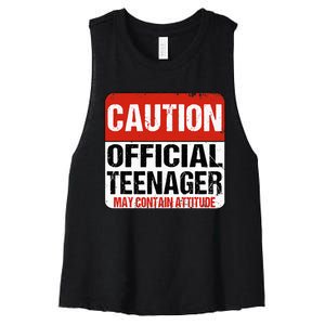 13 Birthday Caution Nager Boy 13yr 13th Birthday Women's Racerback Cropped Tank