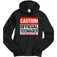 13 Birthday Caution Nager Boy 13yr 13th Birthday Tie Dye Hoodie