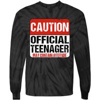 13 Birthday Caution Nager Boy 13yr 13th Birthday Tie-Dye Long Sleeve Shirt