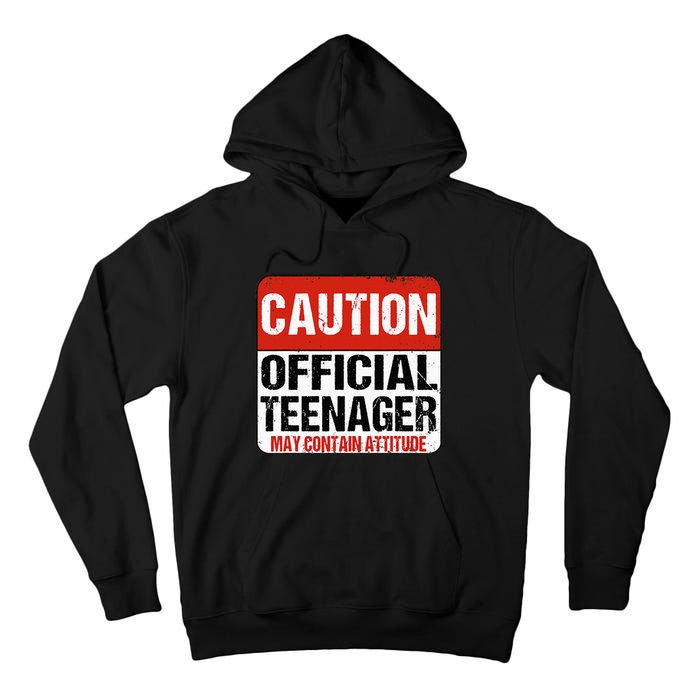 13 Birthday Caution Nager Boy 13yr 13th Birthday Tall Hoodie