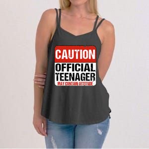 13 Birthday Caution Nager Boy 13yr 13th Birthday Women's Strappy Tank