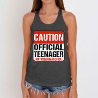 13 Birthday Caution Nager Boy 13yr 13th Birthday Women's Knotted Racerback Tank