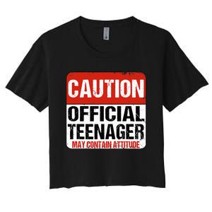 13 Birthday Caution Nager Boy 13yr 13th Birthday Women's Crop Top Tee