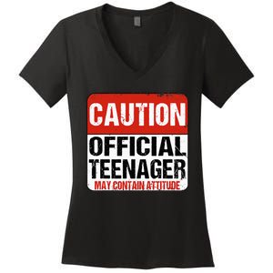 13 Birthday Caution Nager Boy 13yr 13th Birthday Women's V-Neck T-Shirt