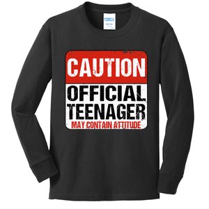 13 Birthday Caution Nager Boy 13yr 13th Birthday Kids Long Sleeve Shirt