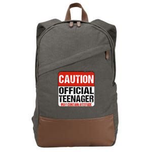 13 Birthday Caution Nager Boy 13yr 13th Birthday Cotton Canvas Backpack