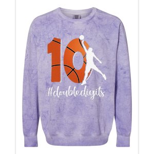 10th Birthday Double Digits Ten Basketball Colorblast Crewneck Sweatshirt