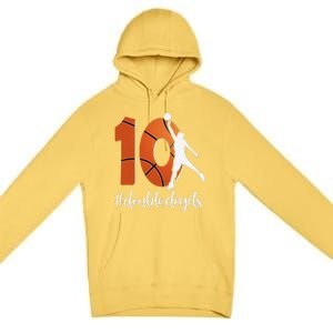 10th Birthday Double Digits Ten Basketball Premium Pullover Hoodie