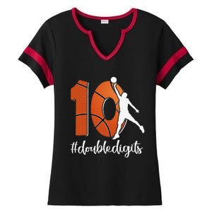 10th Birthday Double Digits Ten Basketball Ladies Halftime Notch Neck Tee