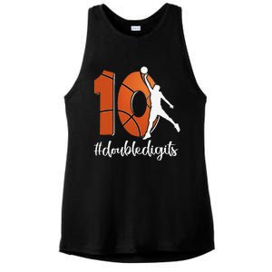 10th Birthday Double Digits Ten Basketball Ladies PosiCharge Tri-Blend Wicking Tank