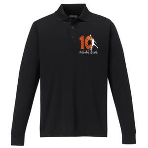 10th Birthday Double Digits Ten Basketball Performance Long Sleeve Polo