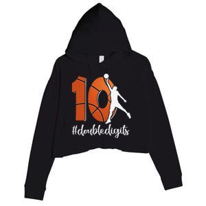 10th Birthday Double Digits Ten Basketball Crop Fleece Hoodie