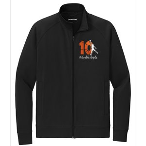 10th Birthday Double Digits Ten Basketball Stretch Full-Zip Cadet Jacket