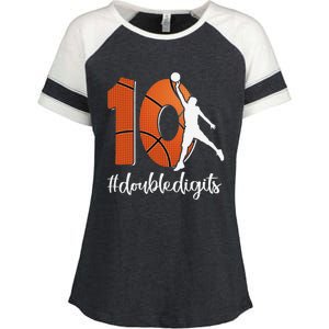 10th Birthday Double Digits Ten Basketball Enza Ladies Jersey Colorblock Tee