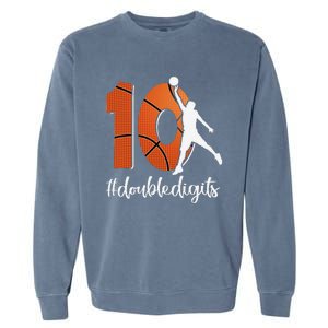 10th Birthday Double Digits Ten Basketball Garment-Dyed Sweatshirt