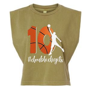 10th Birthday Double Digits Ten Basketball Garment-Dyed Women's Muscle Tee