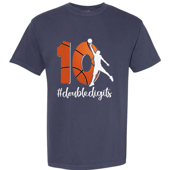 10th Birthday Double Digits Ten Basketball Garment-Dyed Heavyweight T-Shirt