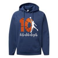 10th Birthday Double Digits Ten Basketball Performance Fleece Hoodie