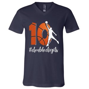 10th Birthday Double Digits Ten Basketball V-Neck T-Shirt