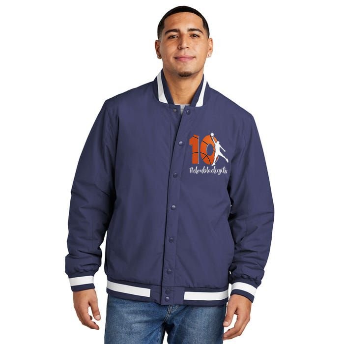 10th Birthday Double Digits Ten Basketball Insulated Varsity Jacket