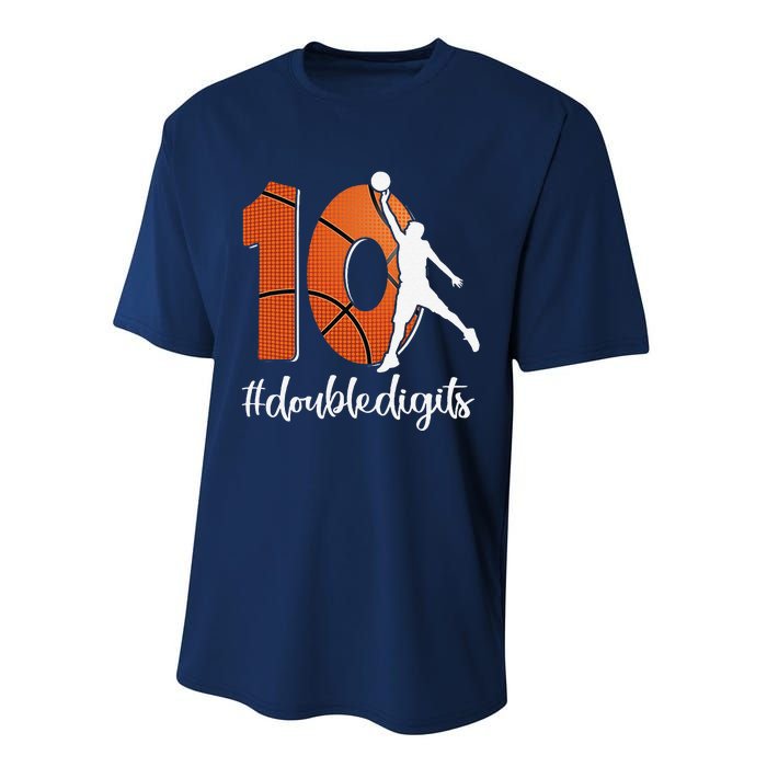 10th Birthday Double Digits Ten Basketball Performance Sprint T-Shirt