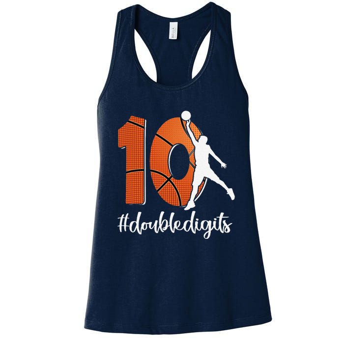 10th Birthday Double Digits Ten Basketball Women's Racerback Tank