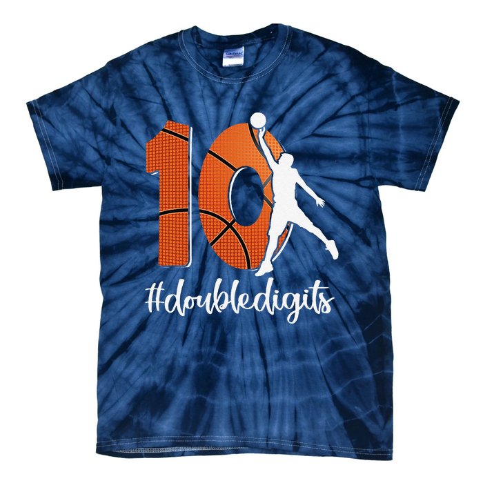 10th Birthday Double Digits Ten Basketball Tie-Dye T-Shirt