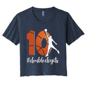 10th Birthday Double Digits Ten Basketball Women's Crop Top Tee