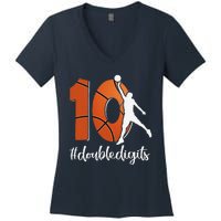 10th Birthday Double Digits Ten Basketball Women's V-Neck T-Shirt