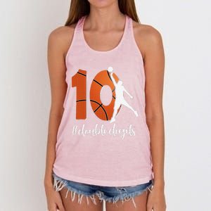 10th Birthday Double Digits Ten Basketball Women's Knotted Racerback Tank