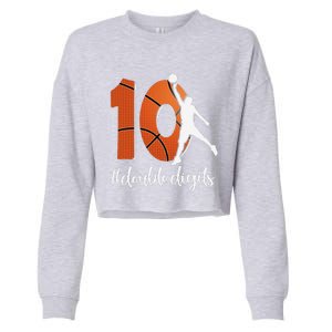 10th Birthday Double Digits Ten Basketball Cropped Pullover Crew