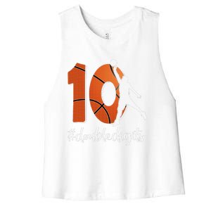 10th Birthday Double Digits Ten Basketball Women's Racerback Cropped Tank