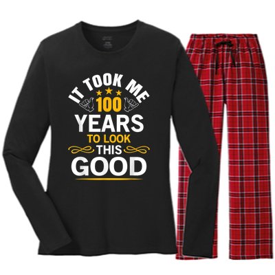 100th Birthday Design Took Me 100 Years Old Birthday Women's Long Sleeve Flannel Pajama Set 