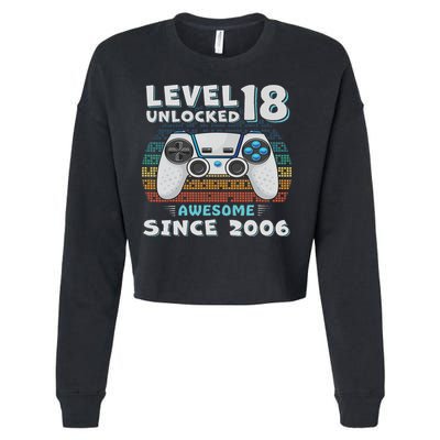18th Birthday Decoration 18yr 18 Year Old Birthday Cropped Pullover Crew
