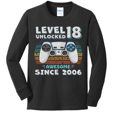 18th Birthday Decoration 18yr 18 Year Old Birthday Kids Long Sleeve Shirt
